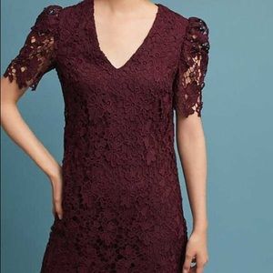 Anthropologie Burgundy lace tunic dress